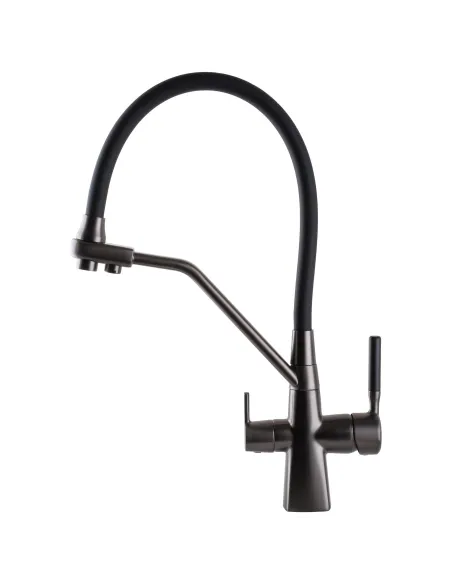 Змішувач для кухні Globus Lux GLLR-0700-L-11-01, чорний гофровилив, підключення до очищеної води - 5