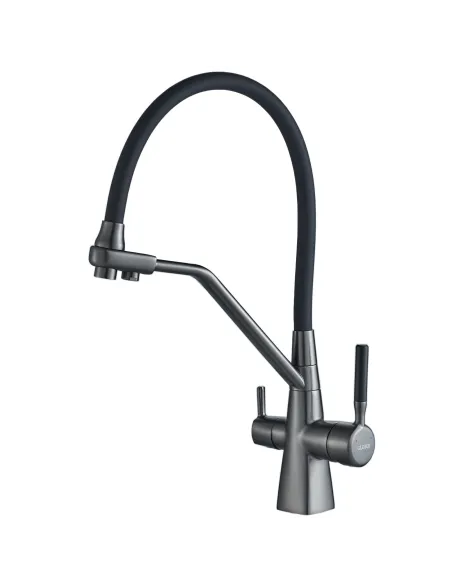 Змішувач для кухні Globus Lux GLLR-0700-L-11-01, чорний гофровилив, підключення до очищеної води - 7