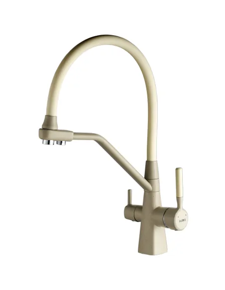 Змішувач для кухні Globus Lux GLLR-0700-L-04-06, бежевий гофровилив, підключення до очищеної води - 2