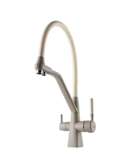 Змішувач для кухні Globus Lux GLLR-0700-L-04-06, бежевий гофровилив, підключення до очищеної води - 3