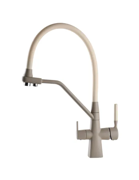 Змішувач для кухні Globus Lux GLLR-0700-L-04-06, бежевий гофровилив, підключення до очищеної води - 6