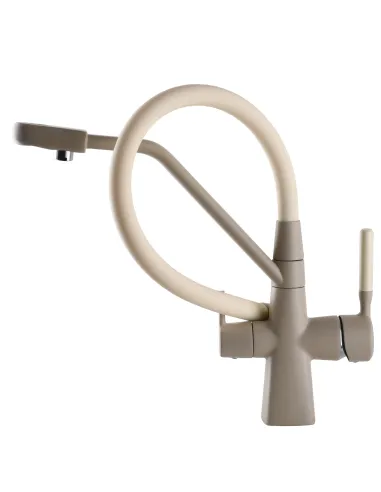 Змішувач для кухні Globus Lux GLLR-0700-L-04-06, бежевий гофровилив, підключення до очищеної води - 7