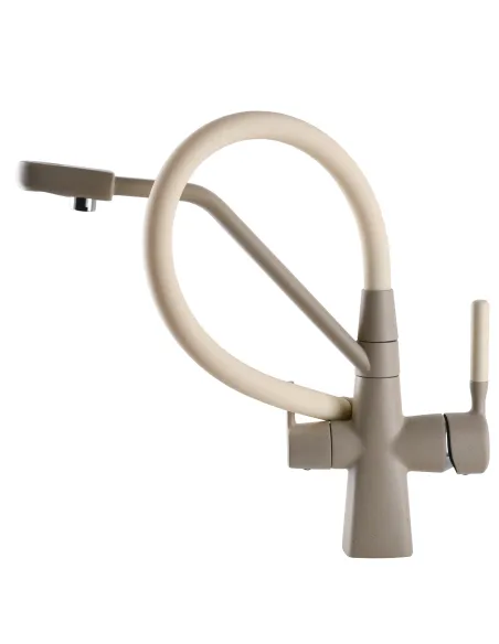 Змішувач для кухні Globus Lux GLLR-0700-L-04-06, бежевий гофровилив, підключення до очищеної води - 7