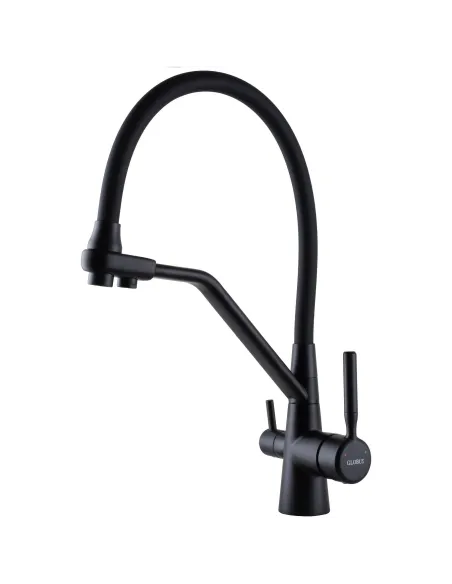 Смеситель для кухни с подключением к фильтру Globus Lux GLLR-0800-10-01 черный гофроизлив - 1