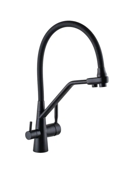 Смеситель для кухни с подключением к фильтру Globus Lux GLLR-0800-10-01 черный гофроизлив - 5