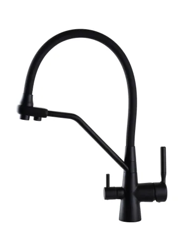 Смеситель для кухни с подключением к фильтру Globus Lux GLLR-0800-10-01 черный гофроизлив - 6