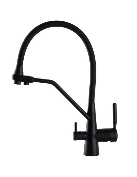 Смеситель для кухни с подключением к фильтру Globus Lux GLLR-0800-10-01 черный гофроизлив - 6