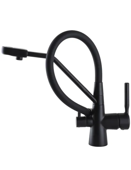 Смеситель для кухни с подключением к фильтру Globus Lux GLLR-0800-10-01 черный гофроизлив - 7