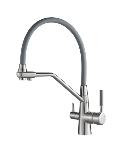 Смеситель для кухни с подключением к фильтру Globus Lux GLLR-0800-08-02 серый гофроизлив - 1