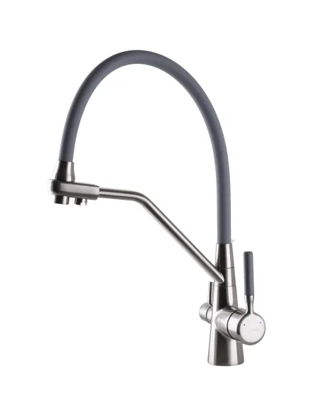 Смеситель для кухни с подключением к фильтру Globus Lux GLLR-0800-08-02 серый гофроизлив - 2