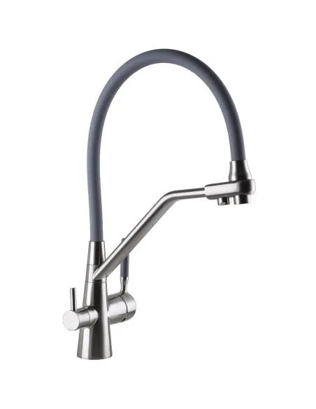 Смеситель для кухни с подключением к фильтру Globus Lux GLLR-0800-08-02 серый гофроизлив - 4