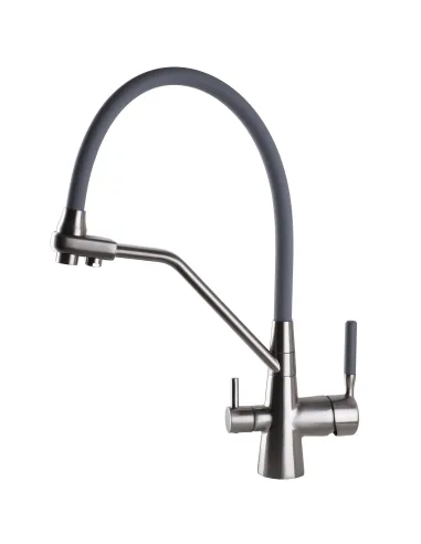 Смеситель для кухни с подключением к фильтру Globus Lux GLLR-0800-08-02 серый гофроизлив - 5