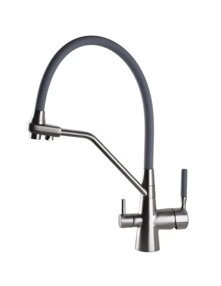 Смеситель для кухни с подключением к фильтру Globus Lux GLLR-0800-08-02 серый гофроизлив - 5