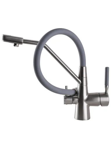 Смеситель для кухни с подключением к фильтру Globus Lux GLLR-0800-08-02 серый гофроизлив - 6
