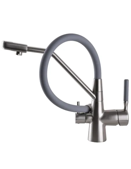 Смеситель для кухни с подключением к фильтру Globus Lux GLLR-0800-08-02 серый гофроизлив - 6