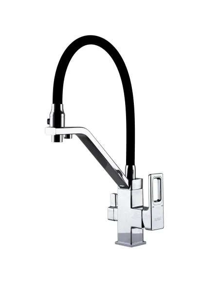 Змішувач для кухні Globus Lux Lazer GLLR-0900-00-01, чорний гофровилив, підключення до очищеної води - 1