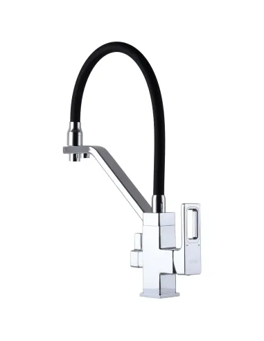 Змішувач для кухні Globus Lux Lazer GLLR-0900-00-01, чорний гофровилив, підключення до очищеної води - 4