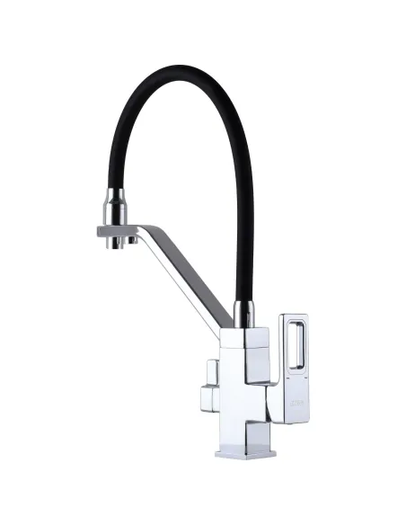 Змішувач для кухні Globus Lux Lazer GLLR-0900-00-01, чорний гофровилив, підключення до очищеної води - 4