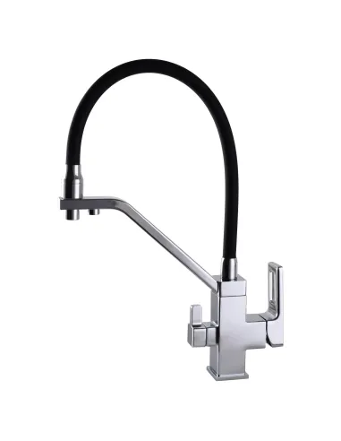 Змішувач для кухні Globus Lux Lazer GLLR-0900-00-01, чорний гофровилив, підключення до очищеної води - 5