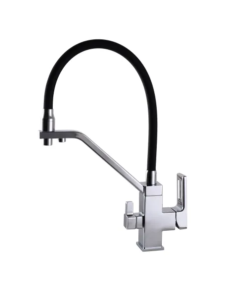 Змішувач для кухні Globus Lux Lazer GLLR-0900-00-01, чорний гофровилив, підключення до очищеної води - 5