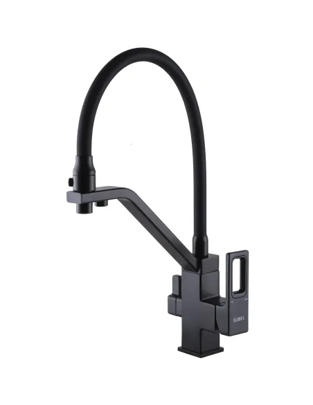 Змішувач для кухні Globus Lux Lazer GLLR-0900-10-01, чорний гофровилив, підключення до очищеної води - 1