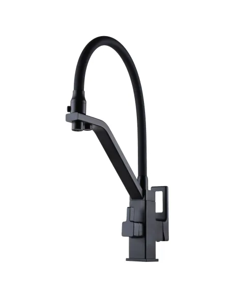 Змішувач для кухні Globus Lux Lazer GLLR-0900-10-01, чорний гофровилив, підключення до очищеної води - 4