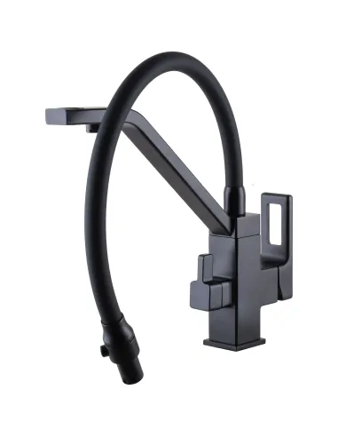 Змішувач для кухні Globus Lux Lazer GLLR-0900-10-01, чорний гофровилив, підключення до очищеної води - 5