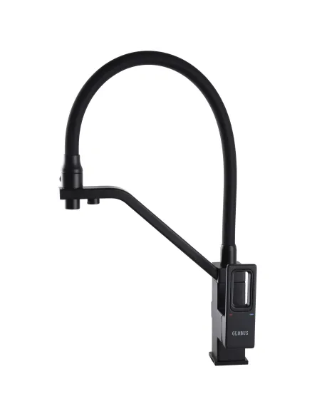 Змішувач для кухні Globus Lux Lazer GLLR-0900-10-01, чорний гофровилив, підключення до очищеної води - 6