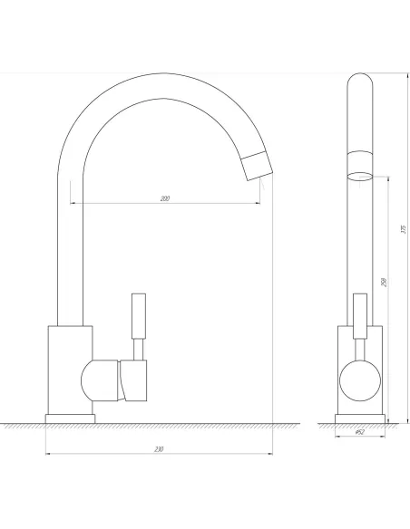 Змішувач для кухні Globus Lux Alpen SBT1-203S-BB, нержавіюча сталь, чорний - 5