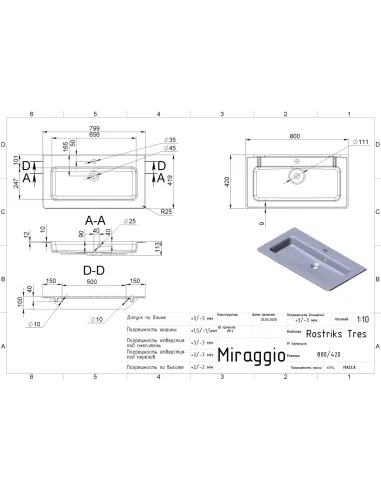 Умивальник для ванної Miraggio Rostriks Tres Mirasoft, 430х900х125 мм - 2