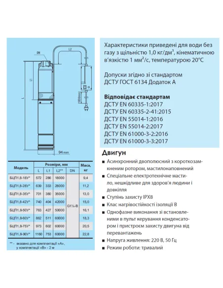Центробежный скважинный насос NPO БЦП 1,8-42У* 0.71 кВт, кабель 42 метра, пульт управления, стальной трос - 3