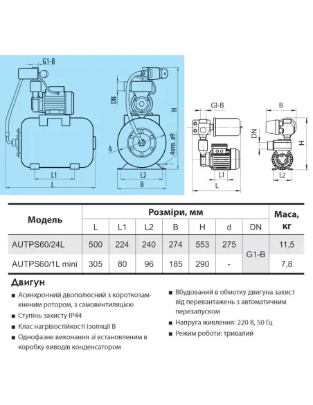 Мини насосная станция NPO Autps60/1L mini 0.37 кВт - 2