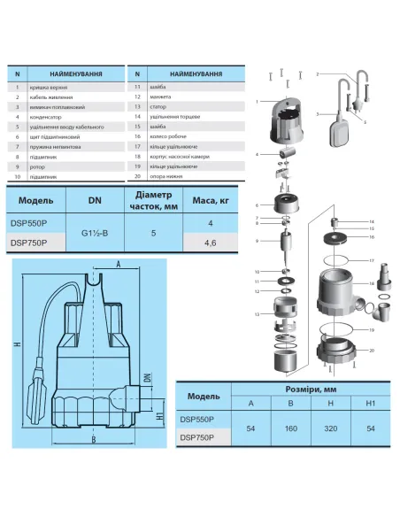 Дренажний насос NPO DSP 750P 0.75 кВт - 2