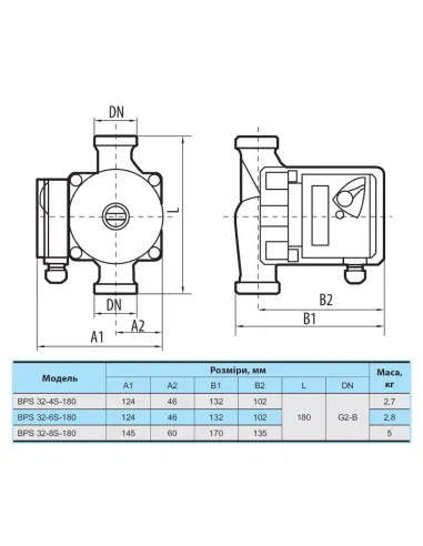 Циркуляційний насос NPO BPS 32-6S-180 без гайок - 3