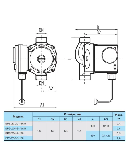 Циркуляційний насос NPO BPS 20-2G-130/B без гайок - 3