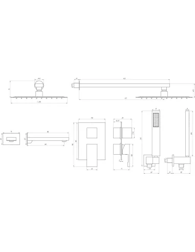 Смеситель для душа скрытого монтажа Topaz Odiss TO 08115-H13-BL с душевым набором - 3