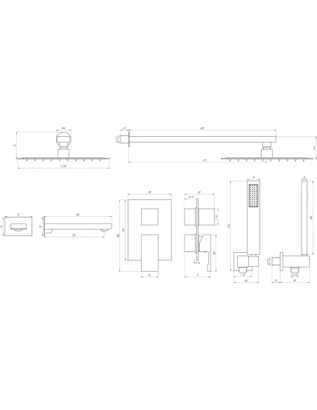 Смеситель для душа скрытого монтажа Topaz Odiss TO 08115-H13-BL с душевым набором - 3