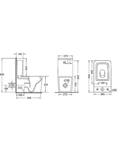 Унитаз компакт Q-Tap Crow Rimless, напольный, сиденье Slim Duroplast и Soft-close - 2