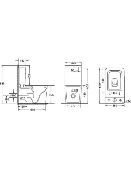 Унитаз компакт Q-Tap Crow Rimless, напольный, сиденье Slim Duroplast и Soft-close - 2