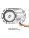 Мойка кухонная металлическая овальная Lidz 7750 Micro Decor 0,6 мм, 770х500х160 мм - 3