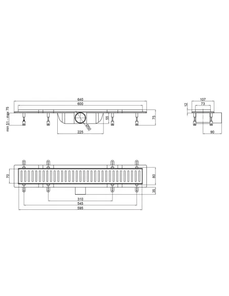 Трап линейный Q-Tap Dry FA304-600 с решеткой 600х73 мм - 2