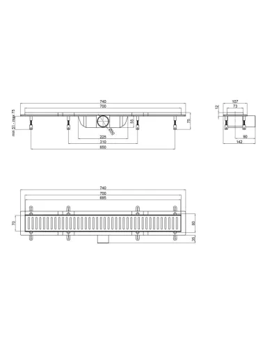 Трап лінійний Q-Tap Dry FA304 - 700 із ґратами 700х73 мм - 2