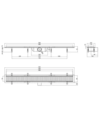Трап линейный Q-Tap Dry FA304-900 с решеткой 900х73 мм - 2