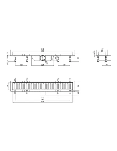 Трап лінійний Q-Tap Dry FF304 - 600MBLA з ґратами 600х73 мм - 2