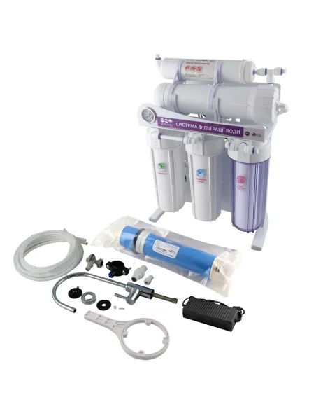 Фильтр обратного осмоса Raifil 500G 3/8, высокопроизводительный, 5 ступеней очистки, с помпой, с манометром - 2