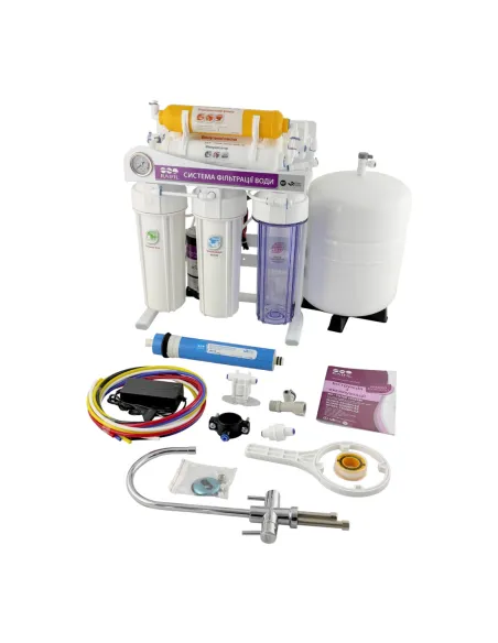 Фільтр зворотного осмосу Raifil Grando 7 plus RO905-750BP-EZ-S-75G, 7 щаблів очищення, з помпою, з манометром - 1