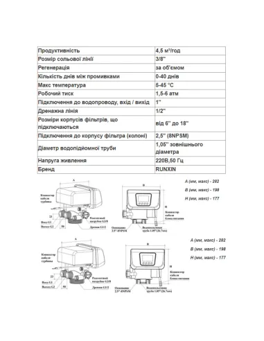 Клапан умягчение Raifil F-63C3 1 дюйм, 4,5 м3/ч - 2