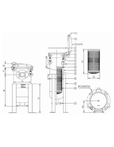 Фильтр высокой производительности Raifil BFH-2 45 м3/ч, мешочного типа - 3
