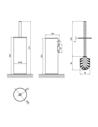 Ершик для унитаза Q-Tap Liberty BLM 1150, латунь, стекло - 2