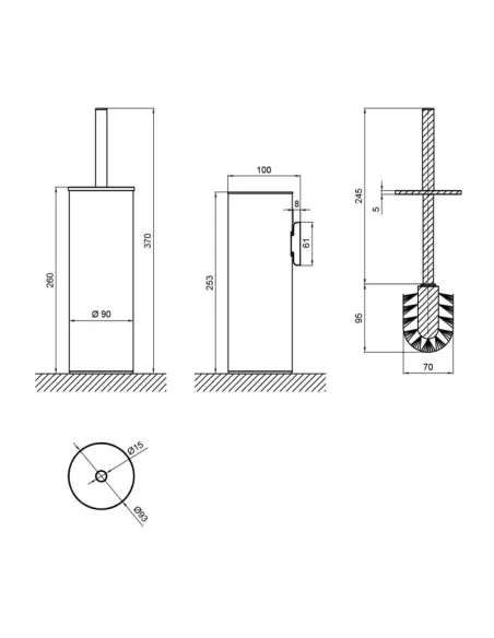 Ершик для унитаза Q-Tap Liberty BLM 1150, латунь, стекло - 2